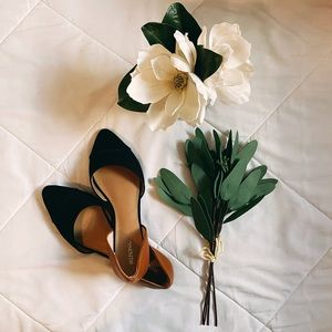 Merona Black & Cognac Pointed Toe Ballet Flats